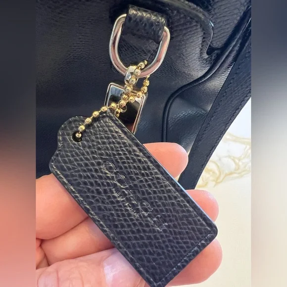 Coach Blue and Gold Leather Satchel Crossbody, with Structured Design EUC - Picture 11 of 14